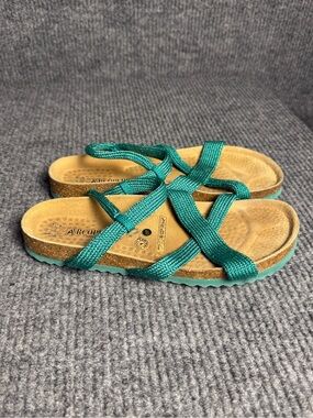 Arcopedico Santana Green Strappy Knit Cork Slingback Sandals Size 40 / US 9